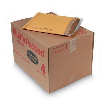 Sealed Air 67320 Jiffy #4 Paper Padding Self-Adhesive Closure 9.5 in. x 14.5 in. Padded Mailer - Natural Kraft (100/Carton)