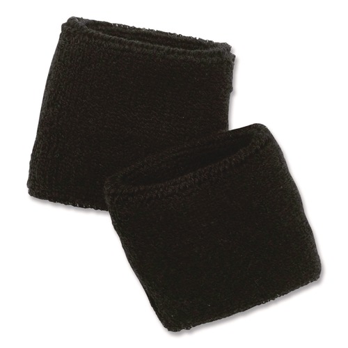 Safety & First Aid | Ergodyne 12402 Chill-Its 6500 One Size Fits Most Cotton Terry Wrist Cloth Sweatband - Black image number 0
