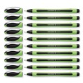 Pens | Schneider 190001 0.8 mm Xpress Fineliner Porous Point Stick Pen - Medium/Black Ink/Black/Green Barrel (10/Box) image number 6