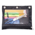 Binders | Advantus 67024 10 in. x 7.38 in. 3-Hole Punched Binder Pencil Pouch - Black/Clear image number 2