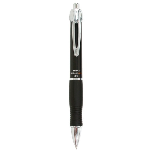 Pens | Zebra 42610 0.7 mm Retractable Medium Sarasa Dry X10 Gel Pen - Black Ink, Black/Silver Barrel (1-Dozen) image number 0