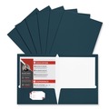 File Folders | Universal UNV56418 11 in. x 8-1/2 in. Cardboard Paper, Laminated Two-Pocket Folder - Navy (25/Pack) image number 1