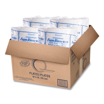 Dart 10PWCR 10.25 in. Diameter Concorde Foam Plate - White (4 Packs/Carton)