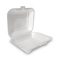 Food Trays, Containers, and Lids | Plastifar 12018 7.81 in. x 8.75 in. x 3.38 in. Secure One Tab Latch Poly Bag Foam Hinged Lid Container - White (200/Pack) image number 0