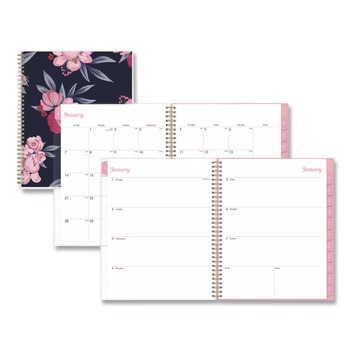 Blue Sky 137264 11 in. x 8.5 in. 12-Month (Jan to Dec): 2026 Mimi Pink Monthly Planner - Floral Artwork, Pink/Blue/Rose Cover