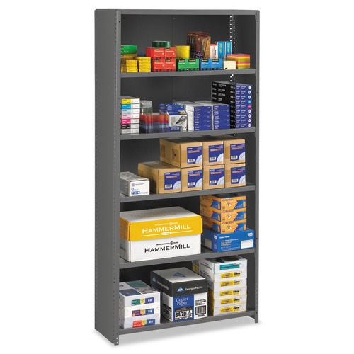 Office Filing Cabinets & Shelves | Tennsco ESPC-6-1236 36 in. x 12 in. x 75 in. Six-Shelf Closed Commercial Steel Shelving - Medium Gray image number 0