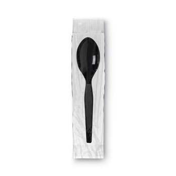 Dixie TM5W540 Grab&rsquo;N Go Wrapped Cutlery Teaspoons - Black (90/Box, 6 Box/Carton)
