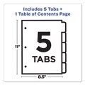 Dividers & Tabs | Avery 11840 5-Tab 1 to 5 11 in. x 8-1/2 in. Contemporary Color Tabs Customizable TOC Ready Index Multicolor Tab Dividers - White (1 Set) image number 3