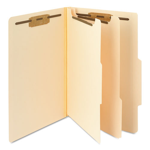 File Folders | Smead 19000 2 in. Expansion 2 Dividers 6 Fasteners Legal Size Six-Section Top Tab Classification Folders - Manila (10/Box) image number 0