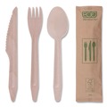Cutlery | Eco-Products EP-S215 General Purpose Fork/Knife/Napkin/Spoon Wood Cutlery - Natural (500/Carton) image number 0