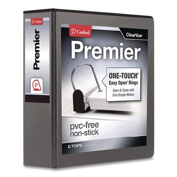 Cardinal 10331 Premier Easy Open 3 in. Capacity 11 in. x 8-1/2 in. 3 Ring ClearVue Locking Slant-D Ring Binder - Black