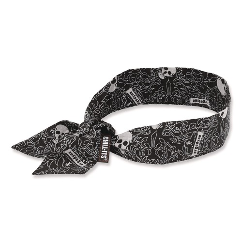 Safety & First Aid | Ergodyne 12329 Chill-Its 6700 One Size Fits Most Cooling Bandana Polymer Tie Headband - Skulls image number 0