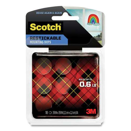 Labels | Scotch R105S 0.88 in. x 0.88 in. Restickable Mounting Tabs - Clear (18/Pack) image number 0