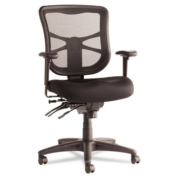 JUST LAUNCHED | Alera ALEEL42ME10B 17.7 in. to 21.4 in. Seat Height Elusion Series Mesh Mid-Back Prem Fabric Multifunction Chair Supports Up to 275 lbs. - Black