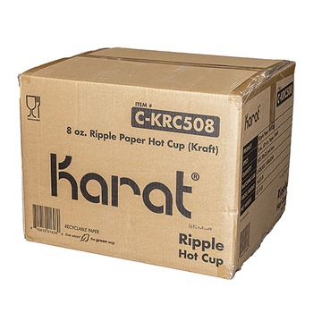 PRODUCTS | Karat C-KRC508 8 oz Ripple Hot Cups - Kraft/White (500/Carton)