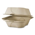 Food Trays, Containers, and Lids | World Centric TO-SC-U15B-LFP 6.5 in. x 6 in. x 3.2 in. Paper Burger Box Fiber Hinged Containers - Natural (500/Carton) image number 1