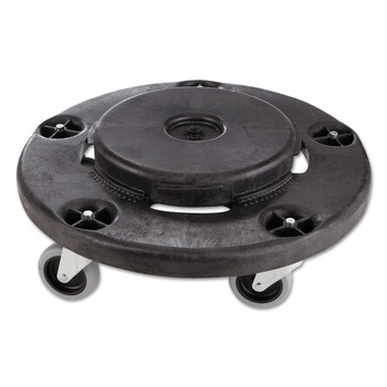 Rubbermaid Commercial FG264000BLA 18 in. x 6.63 in. 250 lbs. Capacity Brute Round Twist On/Off Dolly - Black