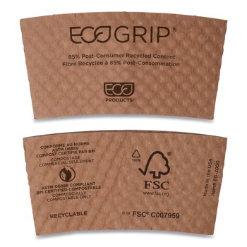 BREAKROOM SUPPLIES | Eco-Products EG-2000 Ecogrip Hot Cup Sleeves - Renewable and Compostable (1300/Carton)