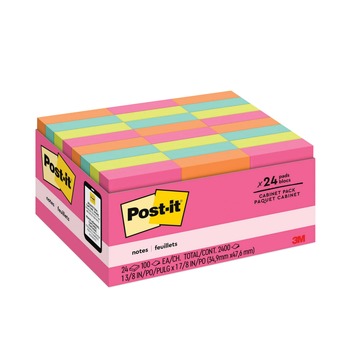 Post-it Notes 653-24ANVAD 1.38 in. x 1.88 in. Value Pack Original Pads - Poptimistic Colors (24-Pads/Pack)