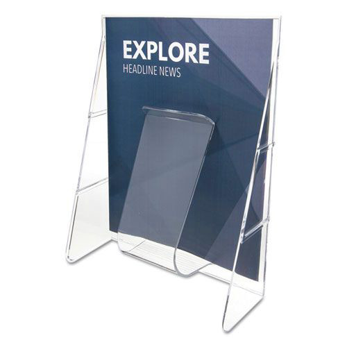 Desk Shelves | Deflecto 55501 9.13 in. x 3.25 in. x 11.88 in. Stand-Tall Wall-Mount Magazine Literature Rack - Clear image number 0