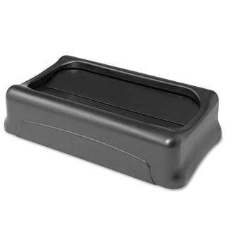 TRASH CANS | Rubbermaid Commercial FG267360BLA Slim Jim 11.38 in. x 20.5 in. x 5 in. Swing Lid - Black