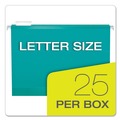 File Folders | Pendaflex 04152 1/5 AQU 1/5-Cut Tabs Colored Reinforced Hanging Folders - Letter Size/Aqua (25/Box) image number 1