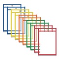 Report Covers & Pocket Folders | C-Line 41610 Super Heavy-Duty Top Load 6 in. x 9 in. Insert Reusable Dry Erase Pockets - Clear Front, Assorted Border Colors (10/Pack) image number 0
