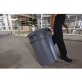 Trash & Waste Bins | Rubbermaid Commercial FG261000GRAY 10 gal. Vented Round Plastic Brute Container - Gray image number 10