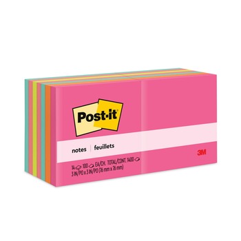  | Post-it Notes 654-14AN 3 in. x 3 in. Original Pads - Poptimistic Colors (14 Pads/Pack)