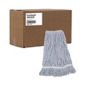 Just Launched | Boardwalk BWK543CT Narrow Floor Finish Rayon/Polyester Mop Head - Large, White/Blue (12/Carton) image number 2