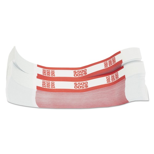 Office & Office Supplies | Pap-R Products 400500 500 Dollar in 5 Dollar Bills Currency Straps - Red (1000/Pack) image number 0