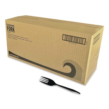 Boardwalk BWKFORKBLPP Mediumweight Polypropylene Plastic Fork Cutlery - Black (1000/Carton)