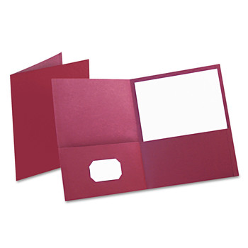 FILE FOLDERS | Oxford 57557 11 in. x 8.5 in. 0.5 in. Capacity Embossed Leather Grain Paper Twin-Pocket Folder - Burgundy (25/Box)