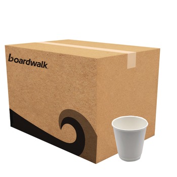 Boardwalk BWKDW10HCUP 10 oz. Double-Walled Paper Hot Cups - White (500/Carton)