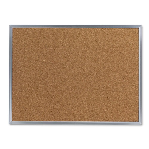 Mailroom Equipment | Universal 43612-UNV 24 in. x 18 in. Cork Bulletin Board - Tan Surface, Aluminum Frame image number 0