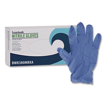 Boardwalk 380MBXA 4 mil Disposable General-Purpose Nitrile Gloves - Medium, Blue (100/Box)