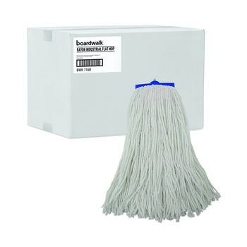 Boardwalk BWK716RCT 16 oz. Cut-End Lie-Flat Rayon Wet Mop Head - White (12/Carton)