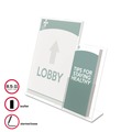 Desk Shelves | Deflecto 599401 Superior Image 13.5 in. W x 4.25 in. D x 10.88 in. H Slanted Sign Holder with Side Pocket - Clear image number 3