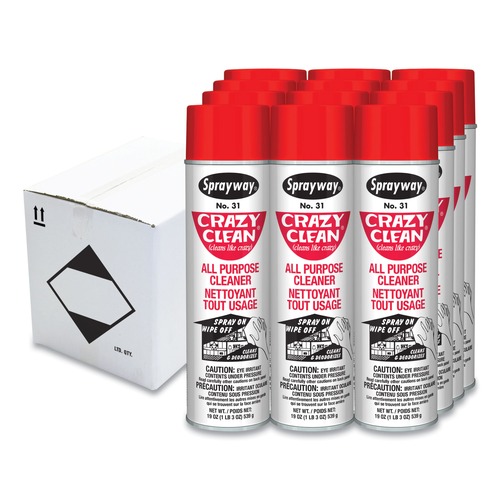 All-Purpose Cleaners | Sprayway SW031 19 oz. Aerosol Spray Crazy Clean All Purpose Cleaner - Floral Scent (12/Carton) image number 0