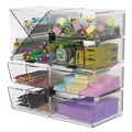 Desktop Organizers | Deflecto 350301 6 in. x 7.2 in. x 6 in. 4 Compartments 4 Drawers Stackable Plastic Cube Organizer - Clear image number 8