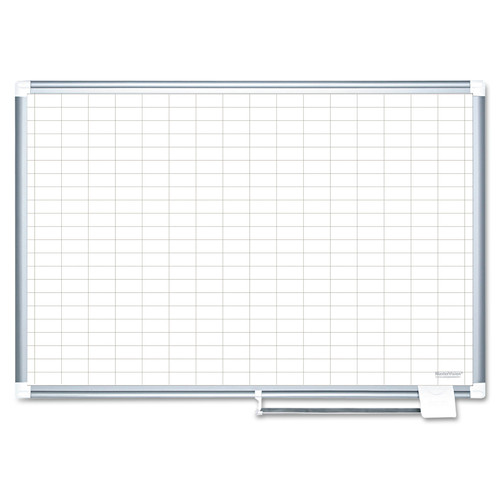 White Boards | MasterVision MA0592830 48 in. x 36 in. 1 in. x 2 in. Cells Gridded Magnetic Steel Dry Erase Project Planning Board - White Surface/Satin Aluminum Frame image number 0