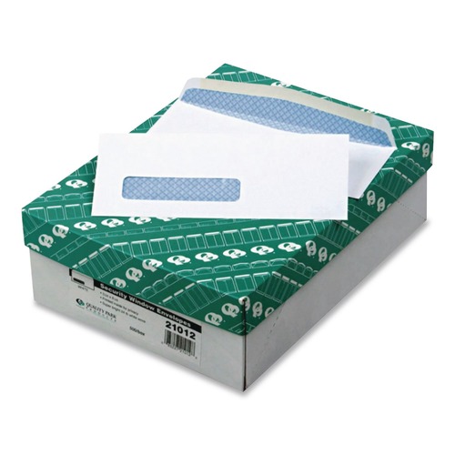Envelopes & Mailers | Quality Park QUA21012 3.63 x 8.63 Commercial Flap Gummed Closure Security Tint Window Envelope - White (500/Box) image number 0