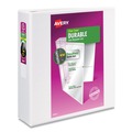 Binders | Avery 17030 3 Slant Rings 3 in. Capacity 11 in. x 8.5 in. Durable View Binder with DuraHinge - White (4/Pack) image number 2