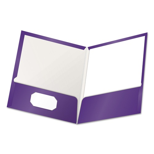 File Folders | Oxford 51726EE 11 x 8.5 100-Sheet Capacity High Gloss Laminated Paperboard Folder - Purple (25/Box) image number 0