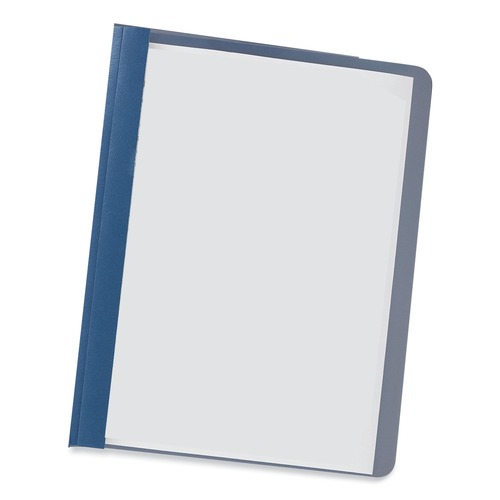 Report Covers & Pocket Folders | Universal UNV57122 0.5 in. Capacity 8.5 in. x 11 in. Prong Fastener Clear Front Report Cover - Clear/Dark Blue (25/Box) image number 0