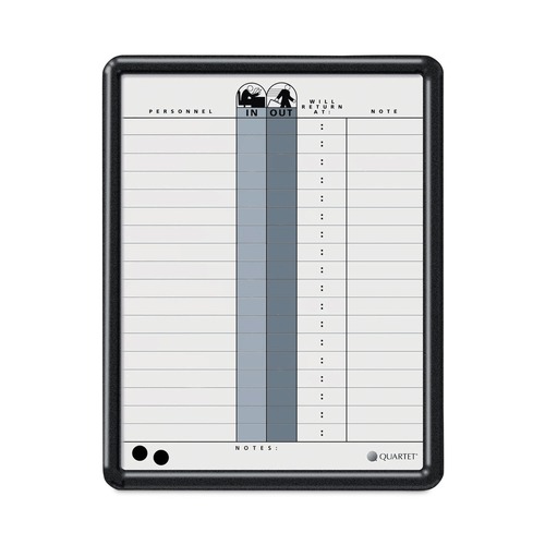 Bulletin Boards | Quartet 750 11 in. x 14 in. Employee In/Out Tracking Chart Board - White/Gray Surface/Black Plastic Frame image number 0