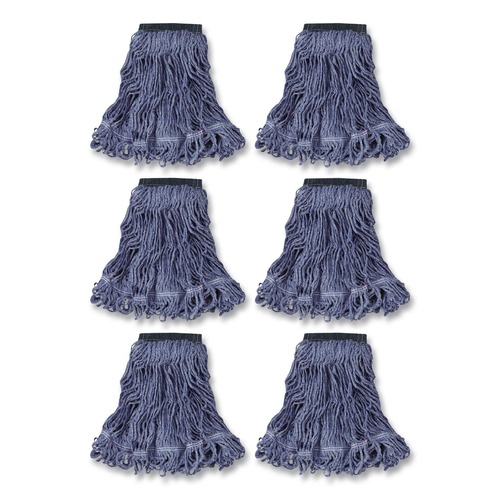 Mops | Rubbermaid Commercial FGC15206BL00 Swinger Loop Medium Cotton/Synthetic Wet Mop Head - Blue (6/Carton) image number 0
