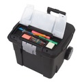 Just Launched | Storex 61507U01C 15 in. x 16.38 in. x 14.25 in. Premium Mobile Letter File Transport Box with Telescoping Handle and Organizer Tray - Black/Gray image number 2
