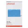 File Folders | Universal UNV10521 1/3 Cut Tab Legal Size Deluxe Colored Top Tab File Folders - Blue/Light Blue (100/Box) image number 0