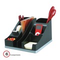 Desktop Organizers | Deflecto 35172 8.13 in. x 9.13 in. x 5.19 in. 6 Compartments Silhouettes All-In-One Plastic Caddy - Black/Silver image number 1